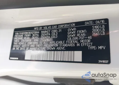 2016 Volvo Xc70 T5 Premier from USA, damaged, VIN YV4612NK9G1270844